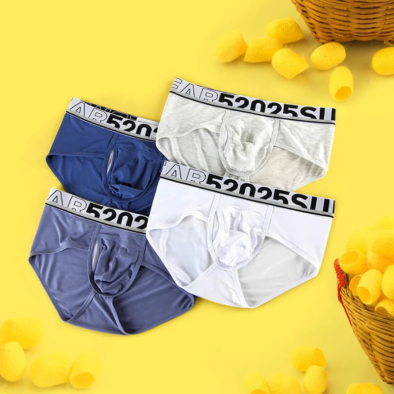 52025 Men's Dual Pouch Briefs – Ultra-Soft Modal, Patented Separation Pouch with Silk Mesh Support and Breathable Comfort