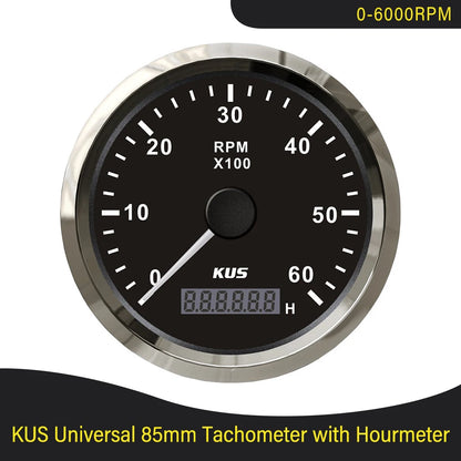 KUS 3K 4K 6K 8K Tachometer RPM Engine Tach Hour Meter LCD Display Inductive for Car Boat Motorcycle