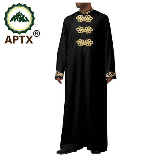 African Clothes for Men Muslim Robe Single Breasted Loose Abaya Casual Fashion Tailor Made Event Church Wedding Wear T2014010
