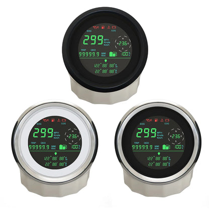 ELING 85mm Digital Multifunction GPS Speedometer 0-299 km/h MPH Knots ODO Direction Fuel Gauge Voltmeter with Alarm 12V 24V