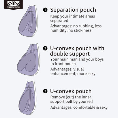 52025 Men's Dual Pouch Briefs – Ultra-Soft Modal, Patented Separation Pouch with Silk Mesh Support and Breathable Comfort