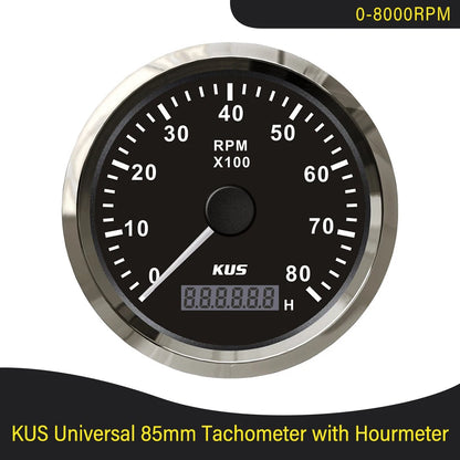 KUS 3K 4K 6K 8K Tachometer RPM Engine Tach Hour Meter LCD Display Inductive for Car Boat Motorcycle