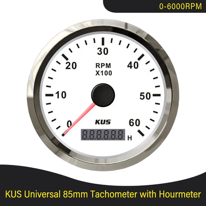 KUS 3K 4K 6K 8K Tachometer RPM Engine Tach Hour Meter LCD Display Inductive for Car Boat Motorcycle