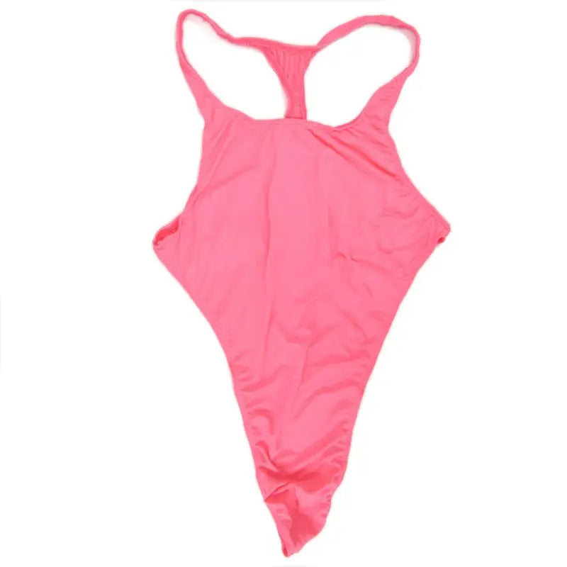 G828B Mens Thong Bodysuit Stretchy High Cut Racer Back Jersey Spandex