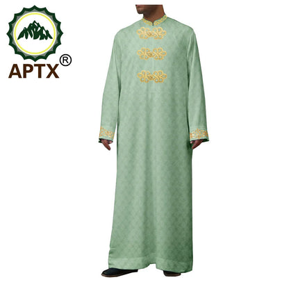 African Clothes for Men Muslim Robe Single Breasted Loose Abaya Casual Fashion Tailor Made Event Church Wedding Wear T2014010