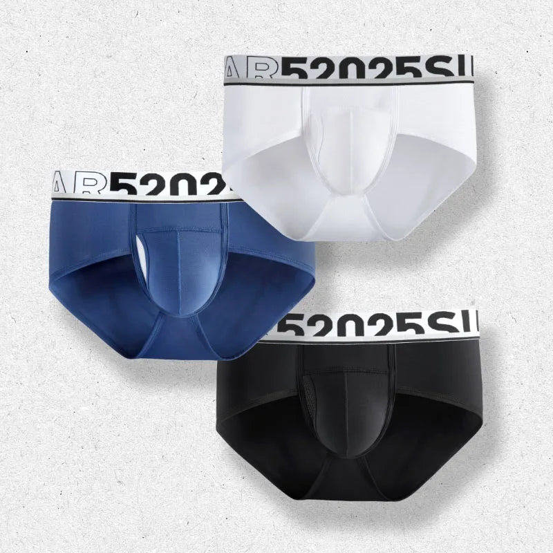 52025 Men's Dual Pouch Briefs – Ultra-Soft Modal, Patented Separation Pouch with Silk Mesh Support and Breathable Comfort