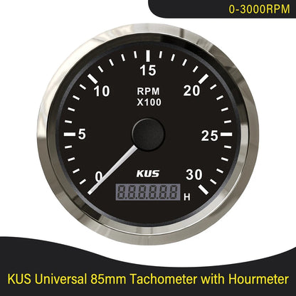 KUS 3K 4K 6K 8K Tachometer RPM Engine Tach Hour Meter LCD Display Inductive for Car Boat Motorcycle