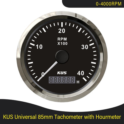 KUS 3K 4K 6K 8K Tachometer RPM Engine Tach Hour Meter LCD Display Inductive for Car Boat Motorcycle
