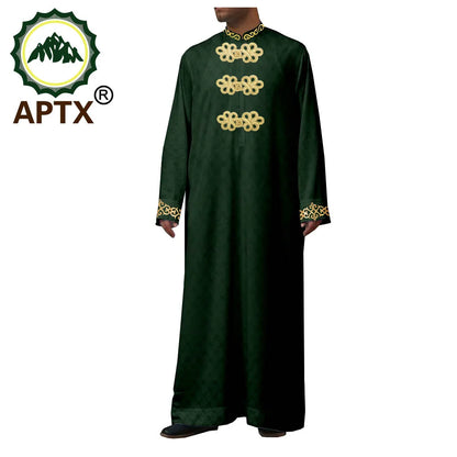 African Clothes for Men Muslim Robe Single Breasted Loose Abaya Casual Fashion Tailor Made Event Church Wedding Wear T2014010