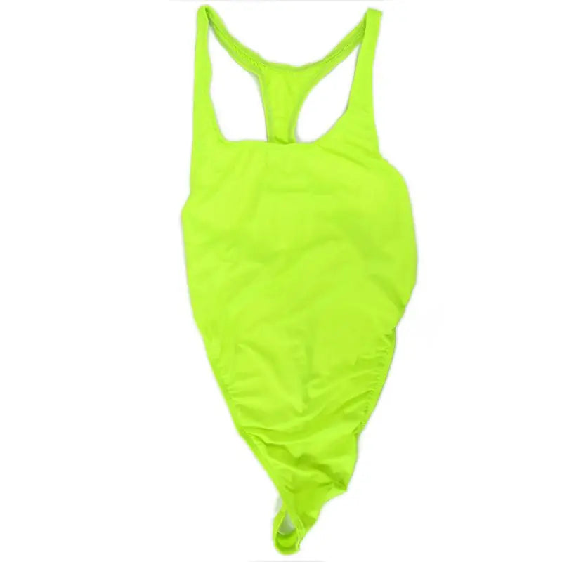 G828B Mens Thong Bodysuit Stretchy High Cut Racer Back Jersey Spandex