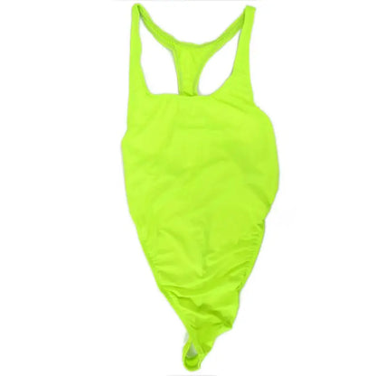 G828B Mens Thong Bodysuit Stretchy High Cut Racer Back Jersey Spandex