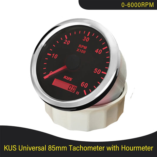 KUS 3K 4K 6K 8K Tachometer RPM Engine Tach Hour Meter LCD Display Inductive for Car Boat Motorcycle