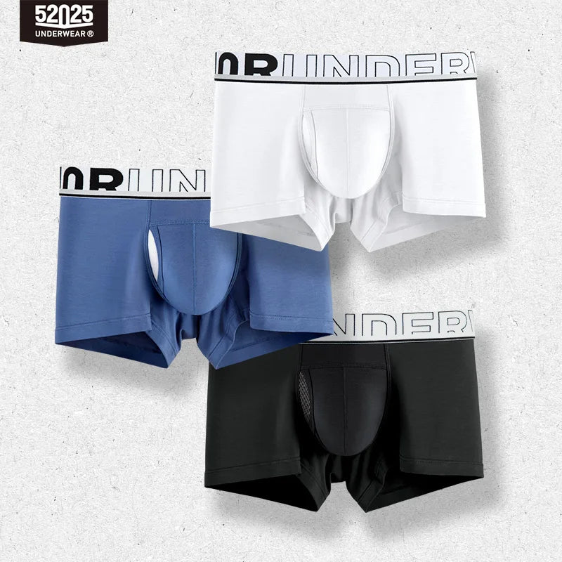 52025 Men's Dual Pouch Boxers – Ultra-Soft Modal, Patented Separation Pouch with Silk Mesh Support and Breathable Comfort