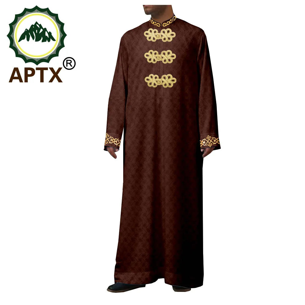 African Clothes for Men Muslim Robe Single Breasted Loose Abaya Casual Fashion Tailor Made Event Church Wedding Wear T2014010
