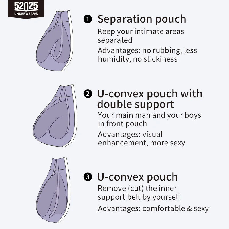 52025 Men's Dual Pouch Boxers – Ultra-Soft Modal, Patented Separation Pouch with Silk Mesh Support and Breathable Comfort