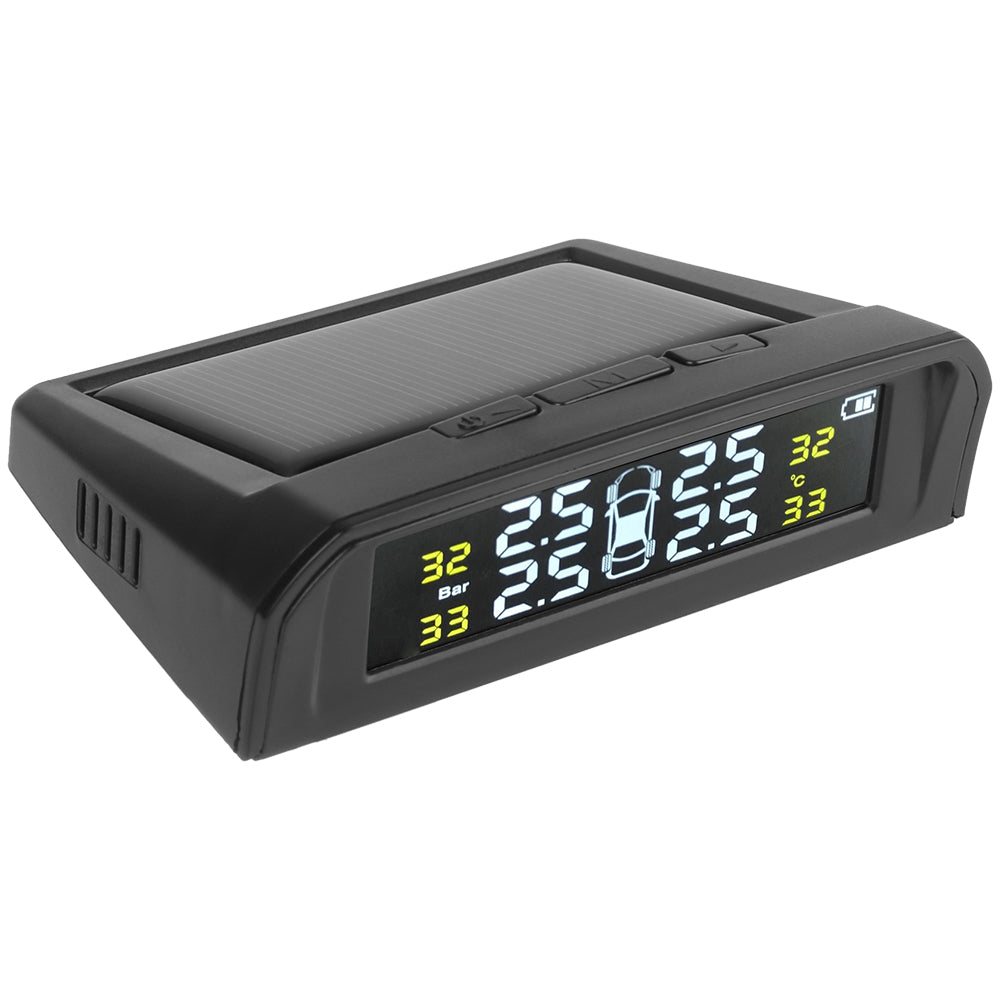 USB Solar Powered Intelligent Temperature Warning LCD Display + 4 External Sensors Car TPMS Wireless Tire Pressure System