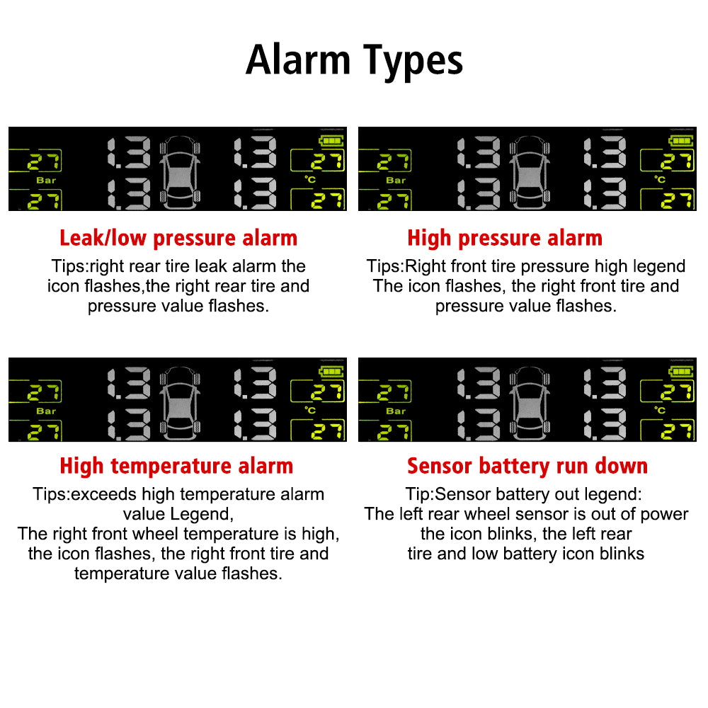 Universal Car Tire Pressure Monitoring System USB / Solar TPMS Tyre Temperature Monitor 0-6Bar Auto Security Alarm Systems