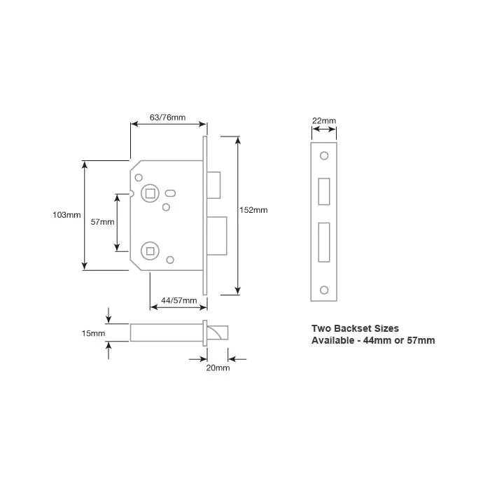 Dl04 Bathroom Sashlock 75mm Lever Door Lock