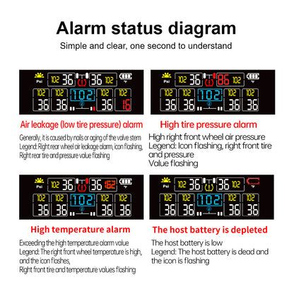 4/6 TPMS Sensors AutoTruck TPMS Digital Display Automobile Truck Tire Pressure Alarm Solar TPMS Tire Pressure Monitoring System