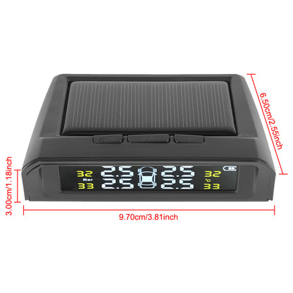 USB Solar Powered Intelligent Temperature Warning LCD Display + 4 External Sensors Car TPMS Wireless Tire Pressure System