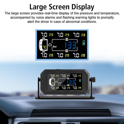 H13 Truck Car Tyre Pressure Monitor 6 External Sensors Tire Pressure Monitoring System Intelligent Temperature Warning Fuel Save