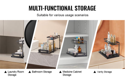SucceBuy 2Tier Pull Out Cabinet Organizer Under Sink Organizer Slide Out Drawer Cabinet Organizer Sliding Storage Shelf