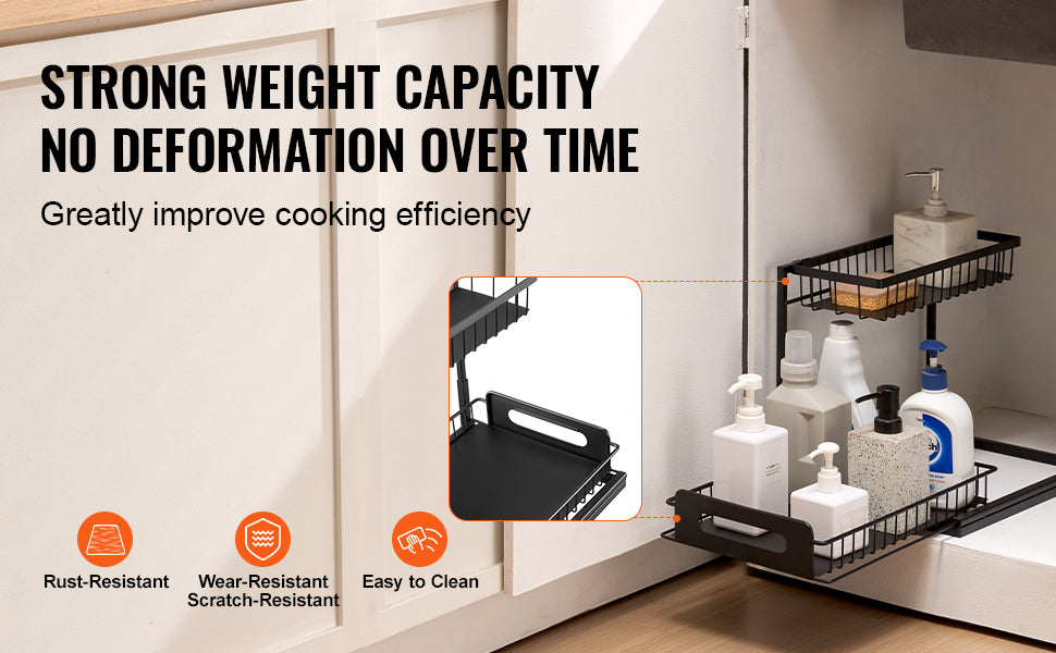 SucceBuy 2Tier Pull Out Cabinet Organizer Under Sink Organizer Slide Out Drawer Cabinet Organizer Sliding Storage Shelf