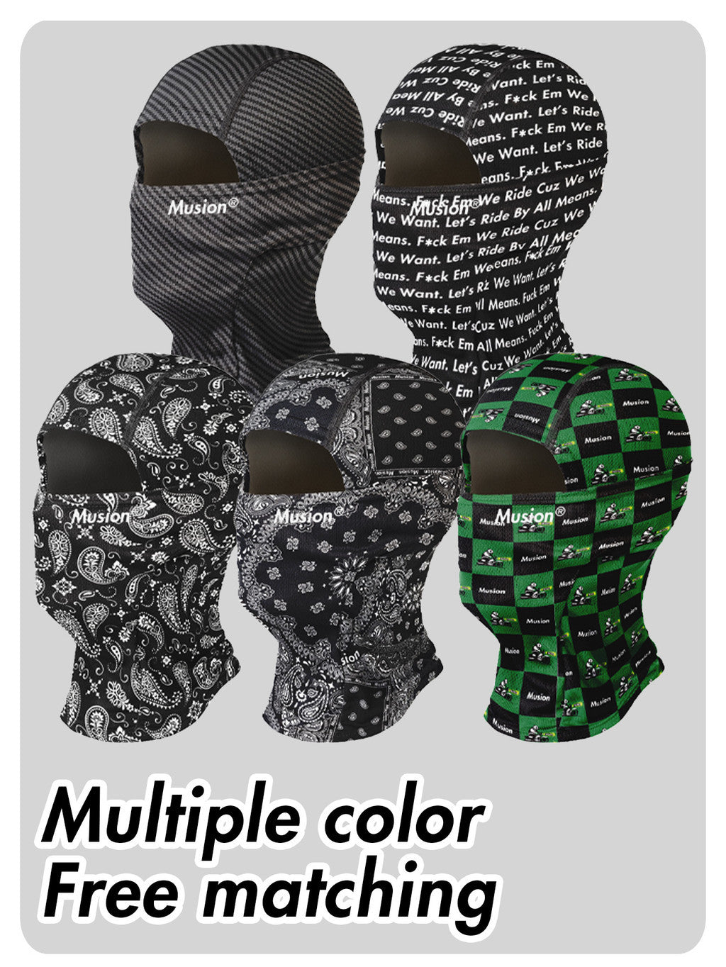 Musion Original Balaclava Tube Mask Motorcycle Fashion Print Face Mask Bandana Headband Scarf Outdoor Sports Riding