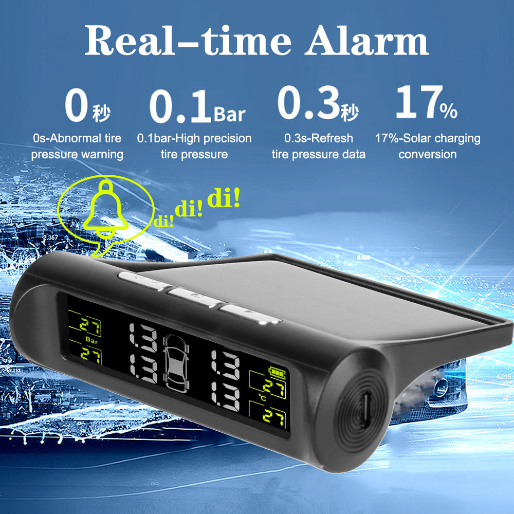 Universal Car Tire Pressure Monitoring System USB / Solar TPMS Tyre Temperature Monitor 0-6Bar Auto Security Alarm Systems