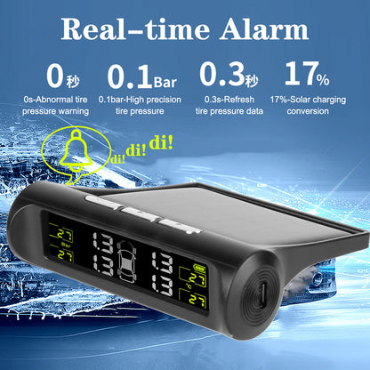 Universal Car Tire Pressure Monitoring System USB / Solar TPMS Tyre Temperature Monitor 0-6Bar Auto Security Alarm Systems